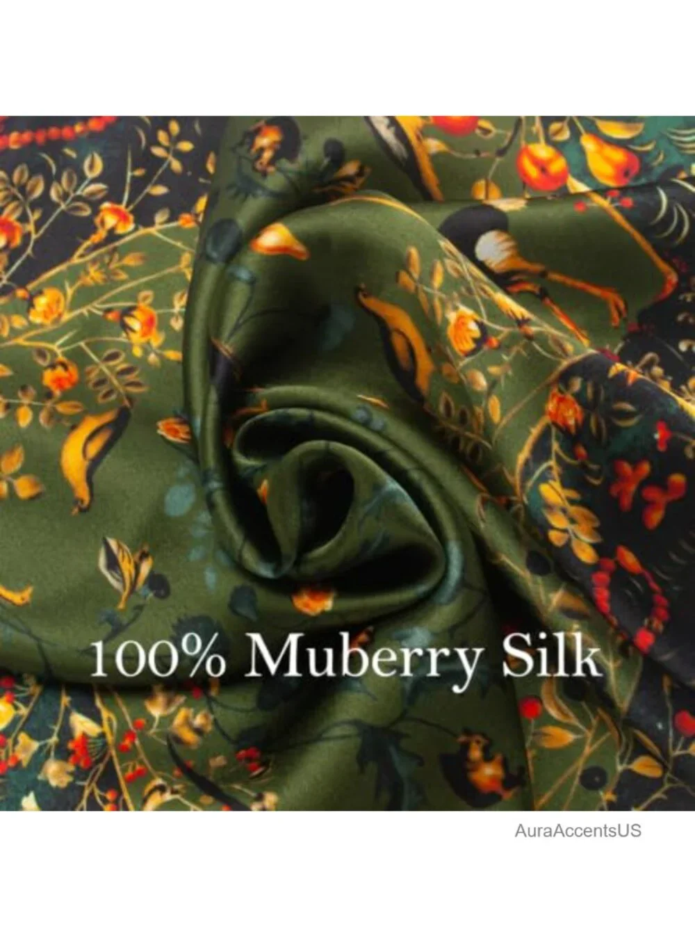 100% Mulberry Silk Scarf 21x21 Lightweight Neckerchief Digital Print Unisex